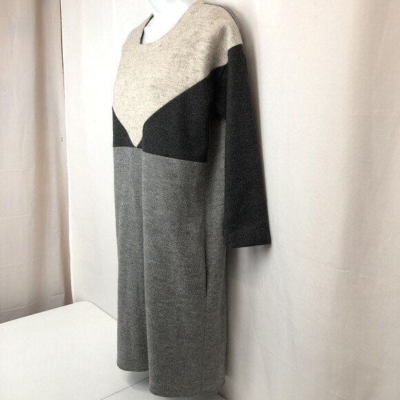 Madewell Wool Blend Lined Sweater Dress Small Gray Geo Tilt Shift Color Block - Picture 2 of 12